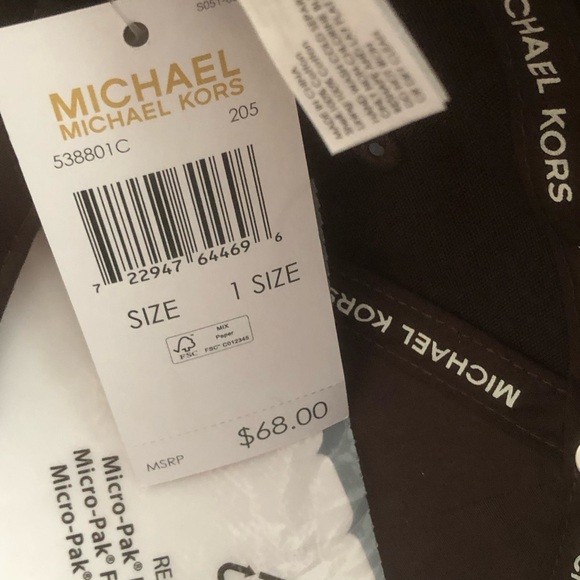 MK Michael Kors Signature Logo Print Brown Baseball Cap - Picture 9 of 9